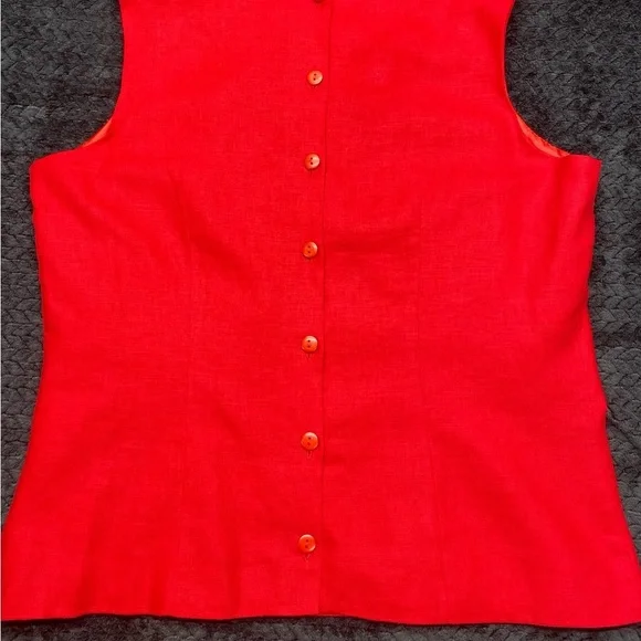 Linen blend women’s top 14 by Ultra Dress New York Buttons down the back - Picture 2 of 14